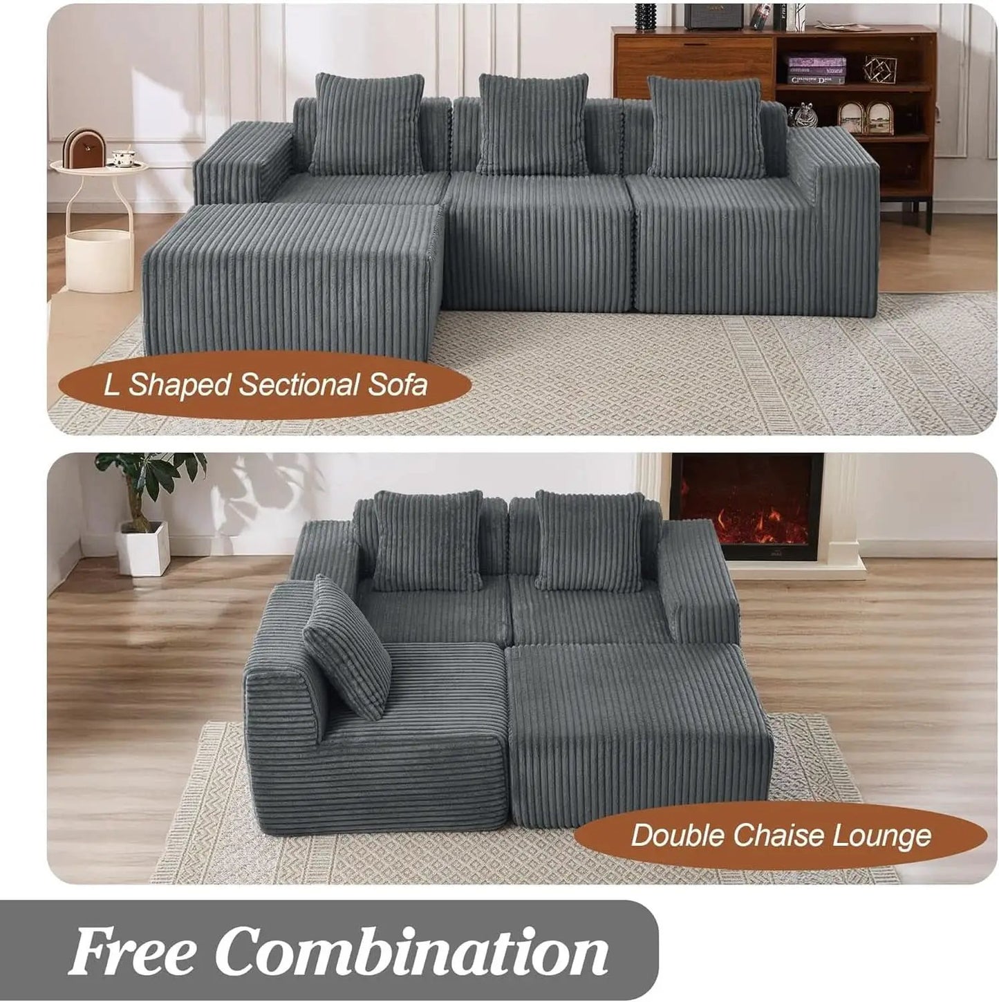 Comfy L Shaped Modular Memory Foam Sectional Sofa from PriceLows™