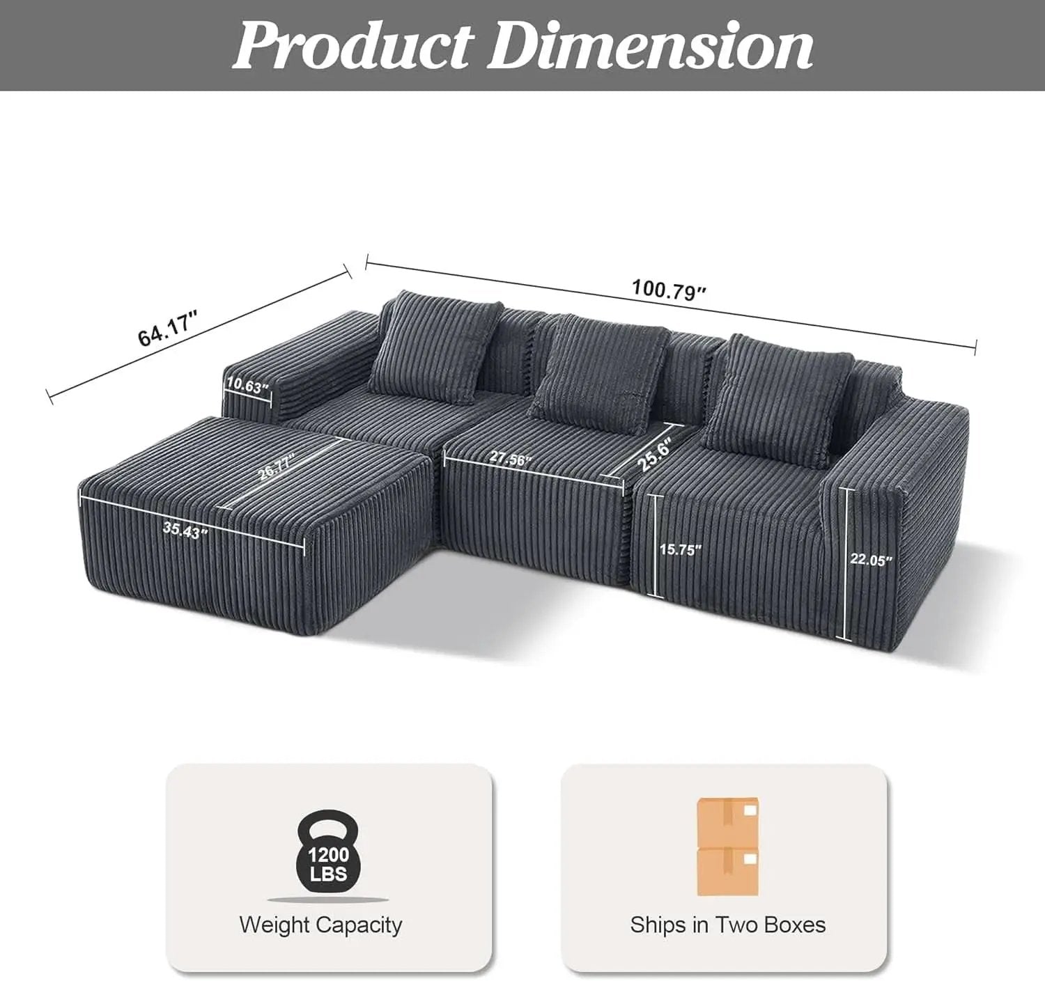 Comfy L Shaped Modular Memory Foam Sectional Sofa from PriceLows™