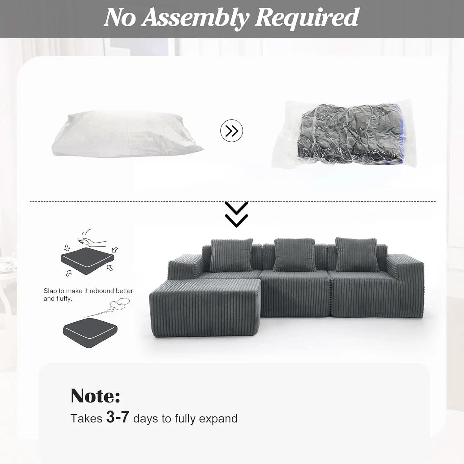 Comfy L Shaped Modular Memory Foam Sectional Sofa from PriceLows™