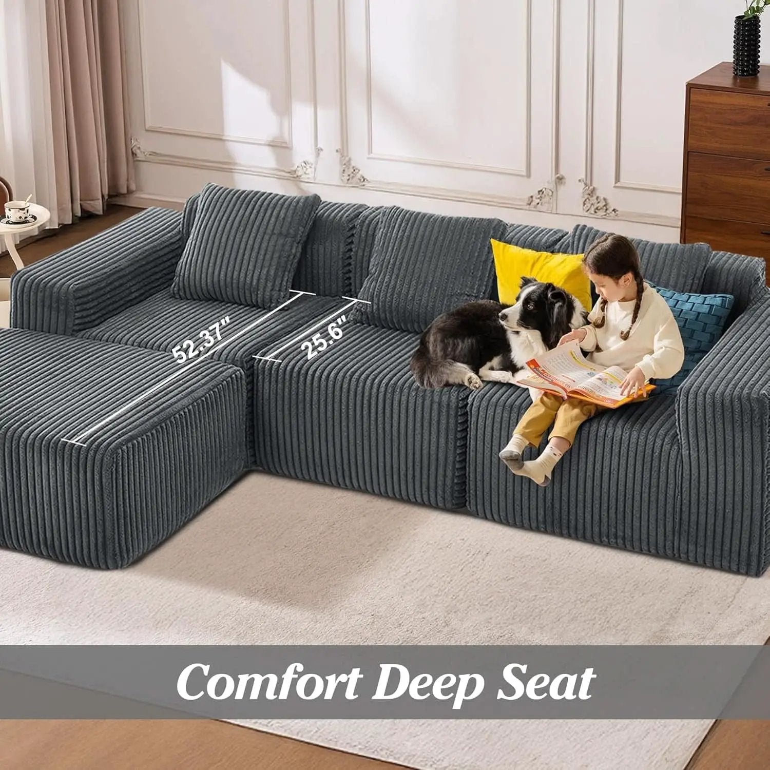 Comfy L Shaped Modular Memory Foam Sectional Sofa from PriceLows™