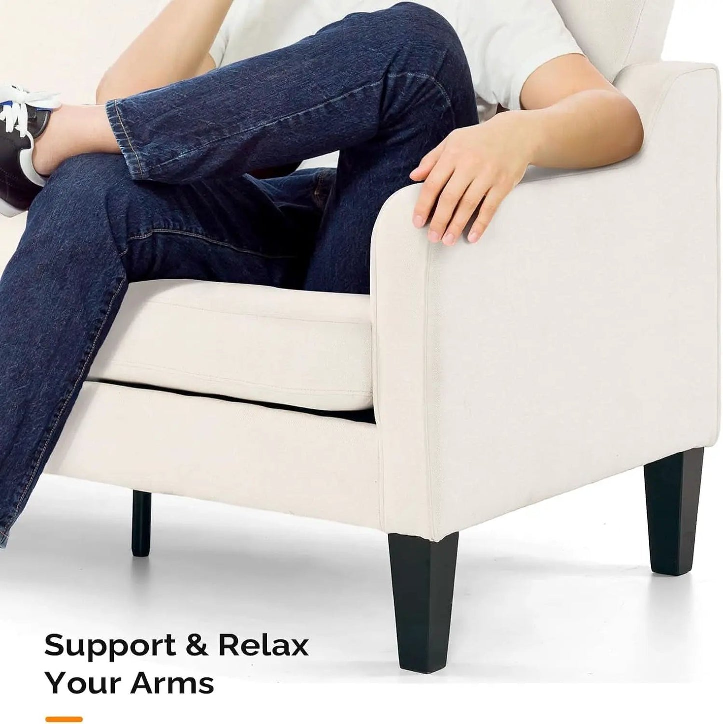 Comfy Mid Century Modern Beige Sofa for Small Spaces from PriceLows™