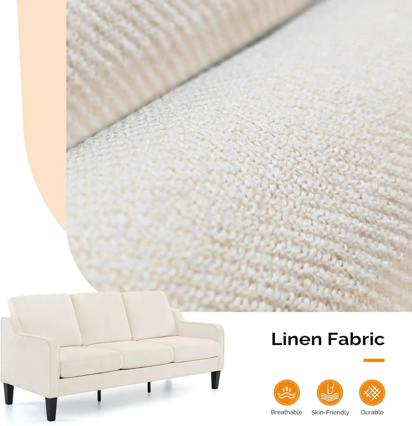 Comfy Mid Century Modern Beige Sofa for Small Spaces from PriceLows™
