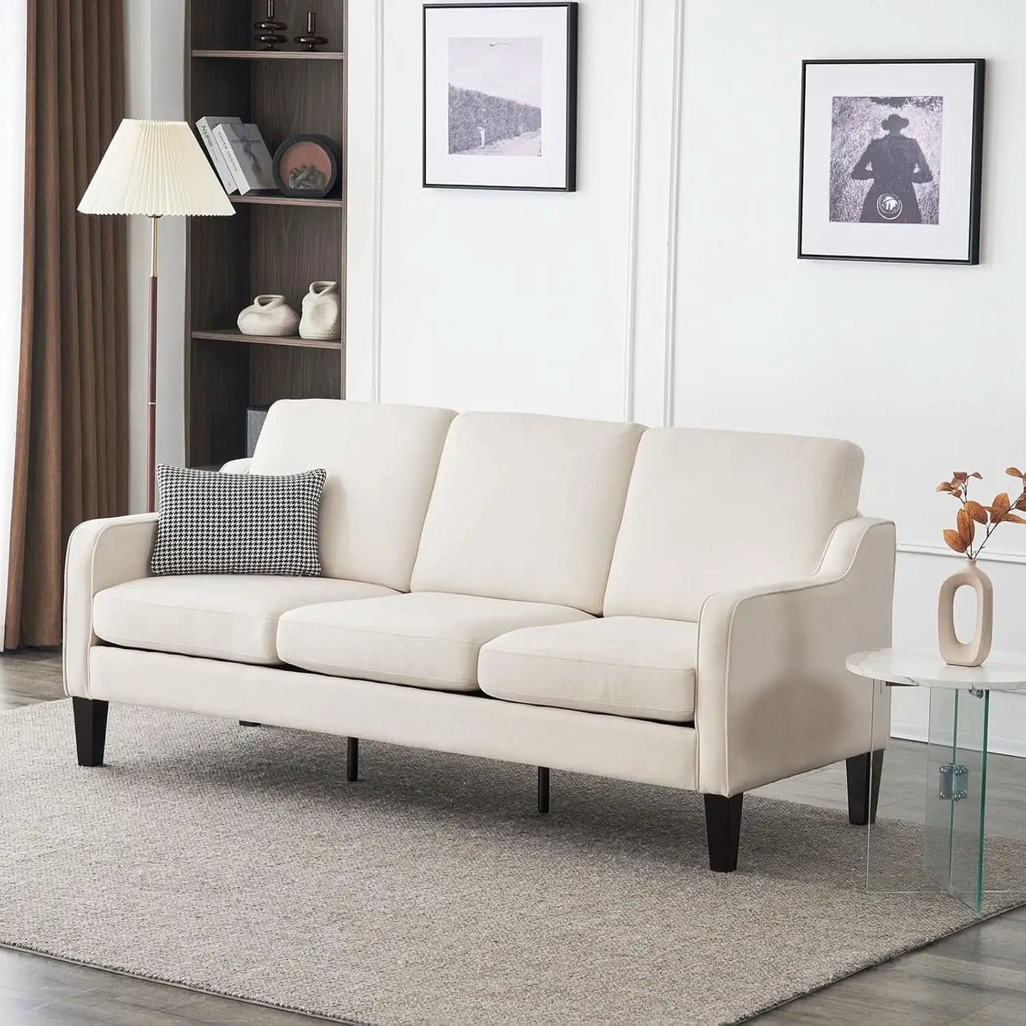 Comfy Mid Century Modern Beige Sofa for Small Spaces from PriceLows™