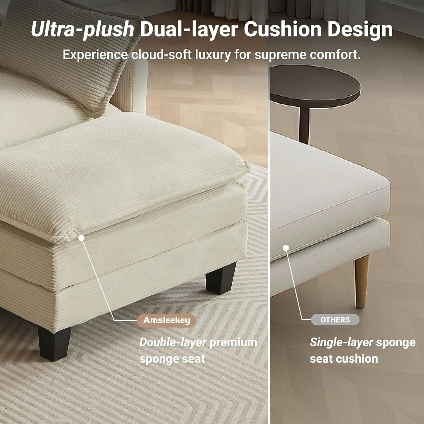 Comfy Modular Sectional Sofa With Movable Ottomans from PriceLows™