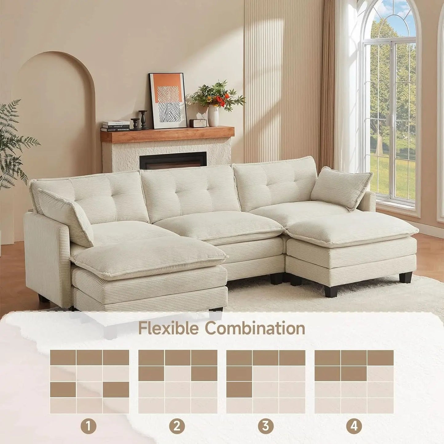 Comfy Modular Sectional Sofa With Movable Ottomans from PriceLows™