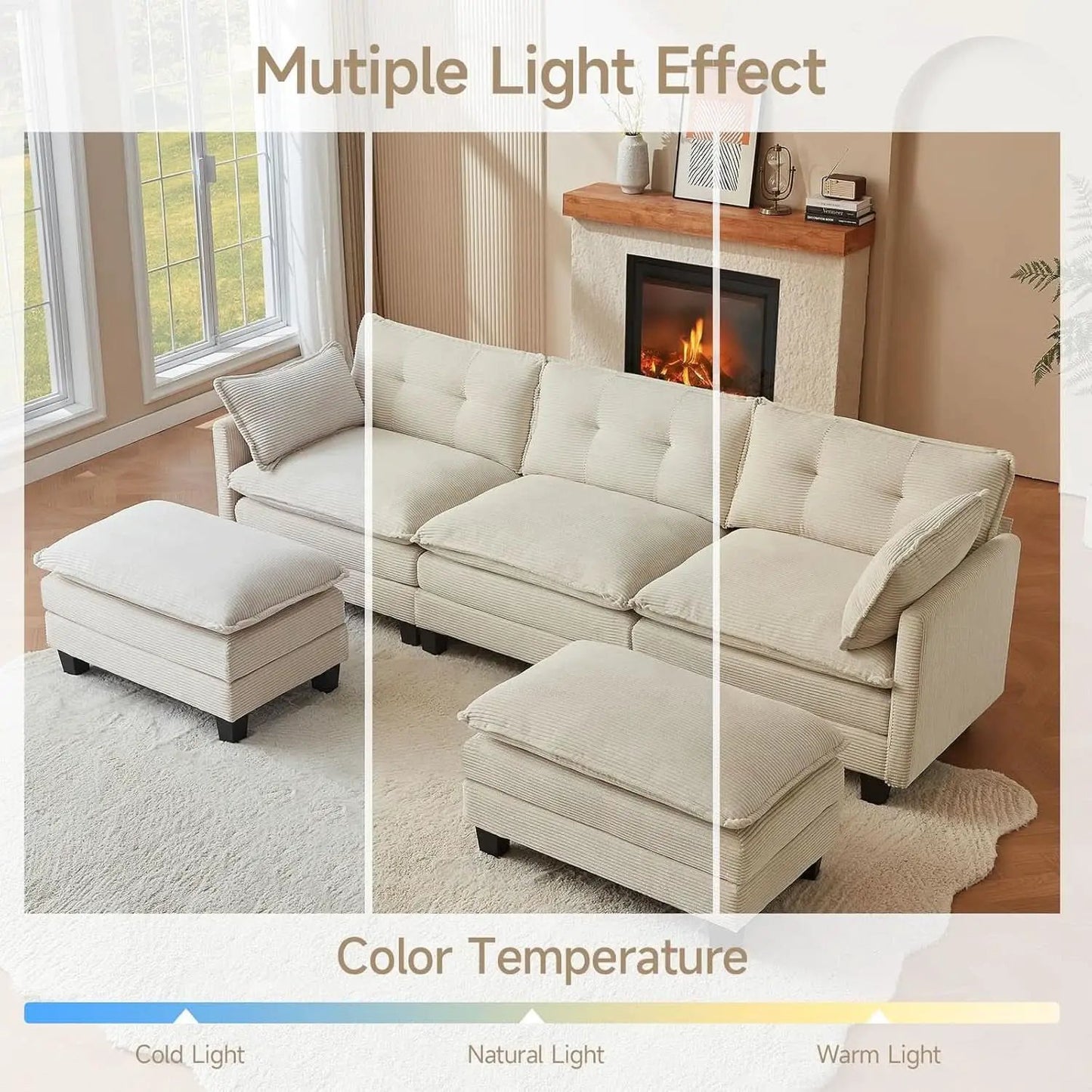 Comfy Modular Sectional Sofa With Movable Ottomans from PriceLows™