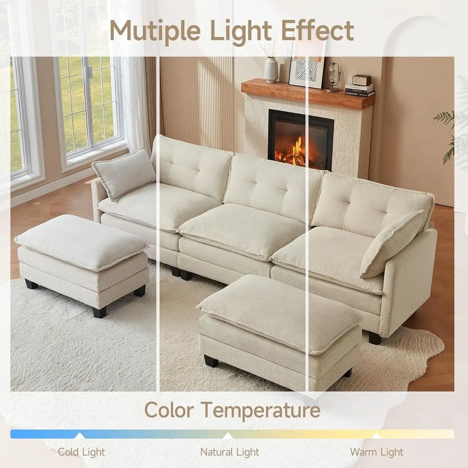 Comfy Modular Sectional Sofa With Movable Ottomans from PriceLows™