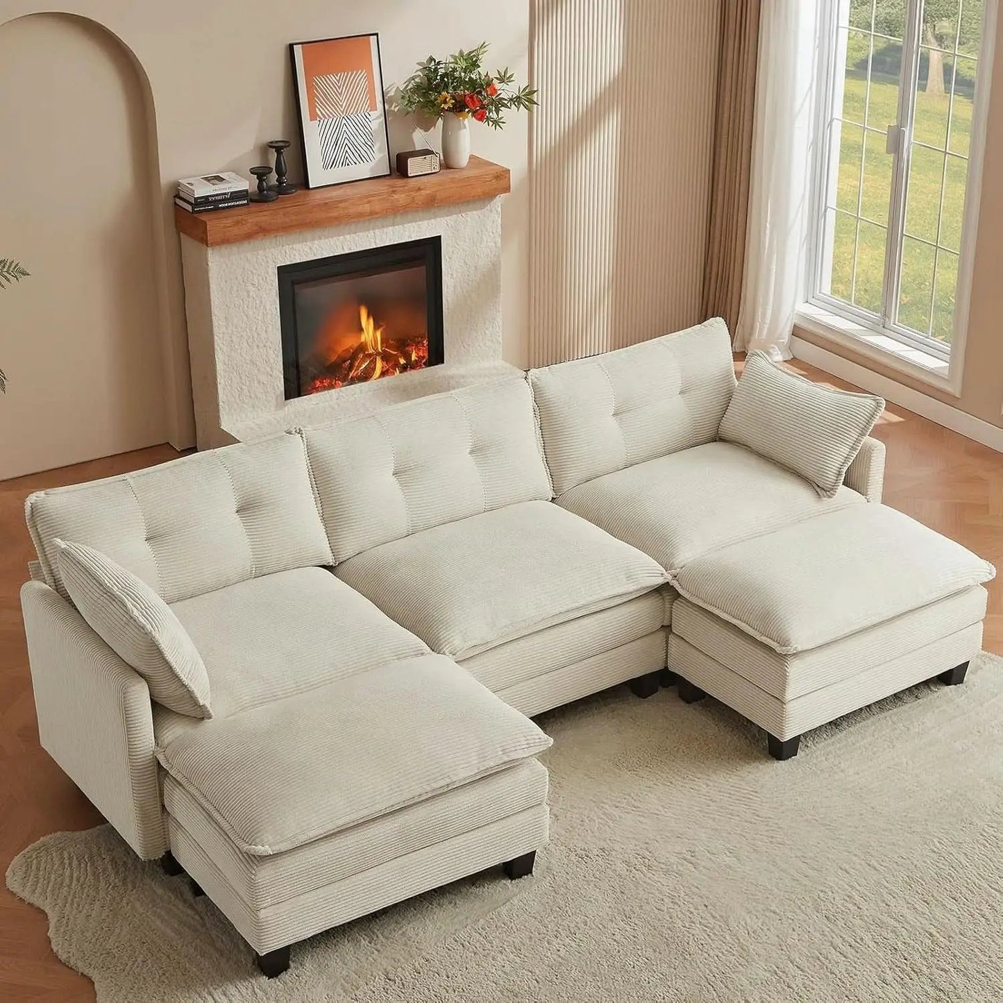 Comfy Modular Sectional Sofa With Movable Ottomans from PriceLows™