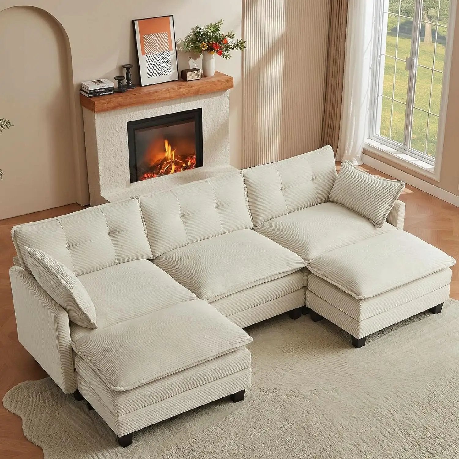 Comfy Modular Sectional Sofa With Movable Ottomans from PriceLows™