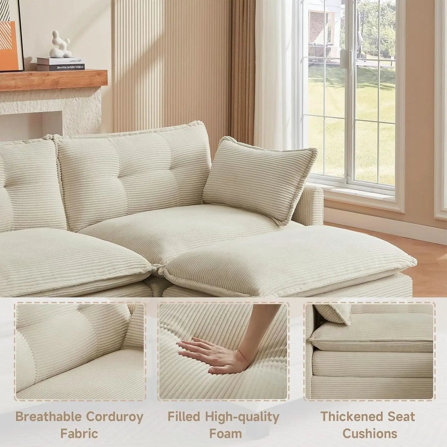 Comfy Modular Sectional Sofa With Movable Ottomans from PriceLows™