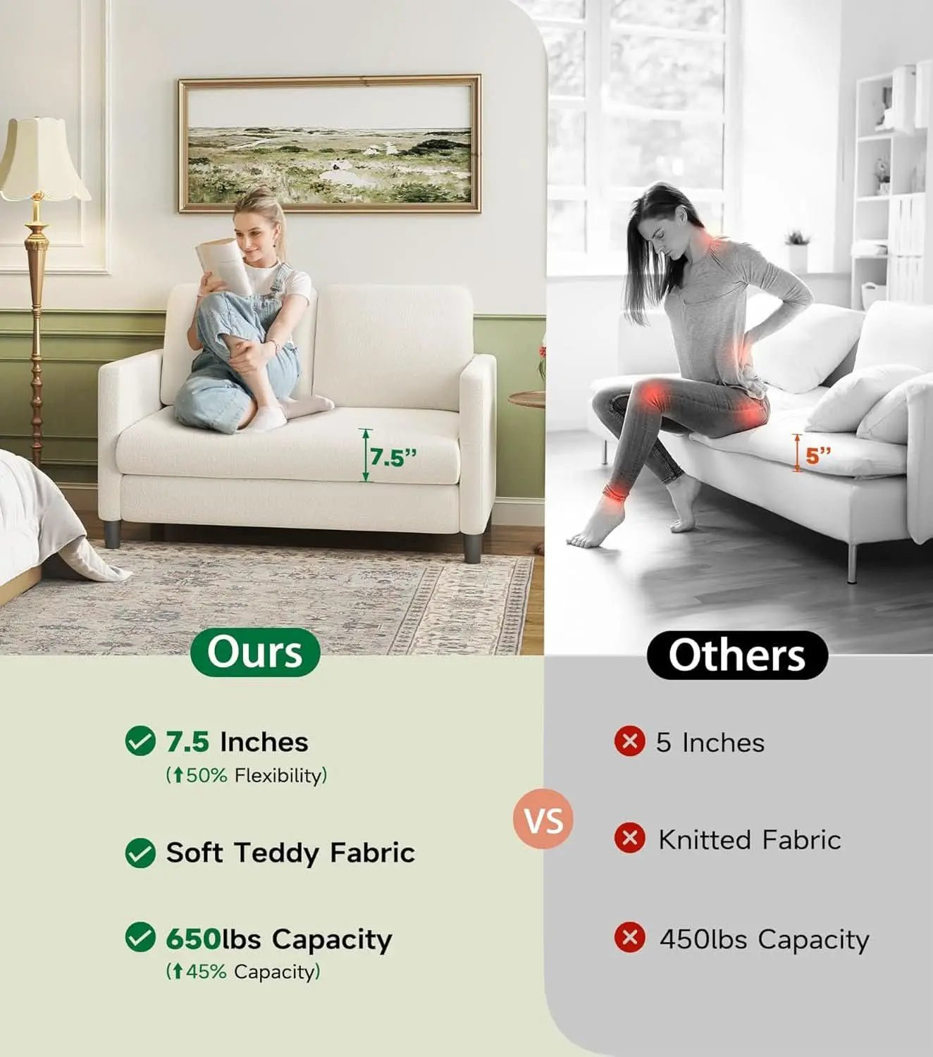 Comfy Teddy Loveseat Sofa Perfect For Small Spaces from PriceLows™