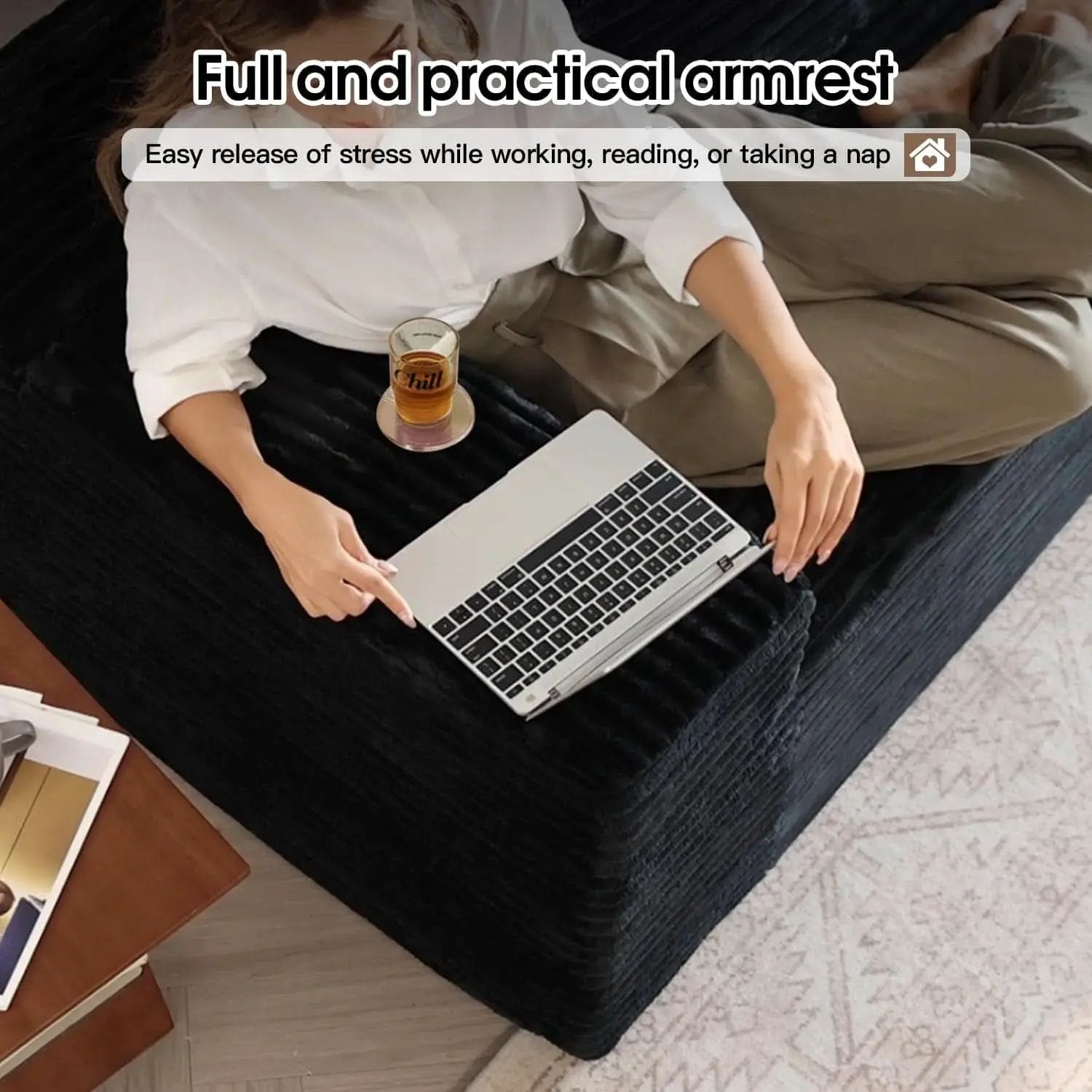 Comfy U-Shaped Sectional Sofa With Chaise And Ottoman from PriceLows™