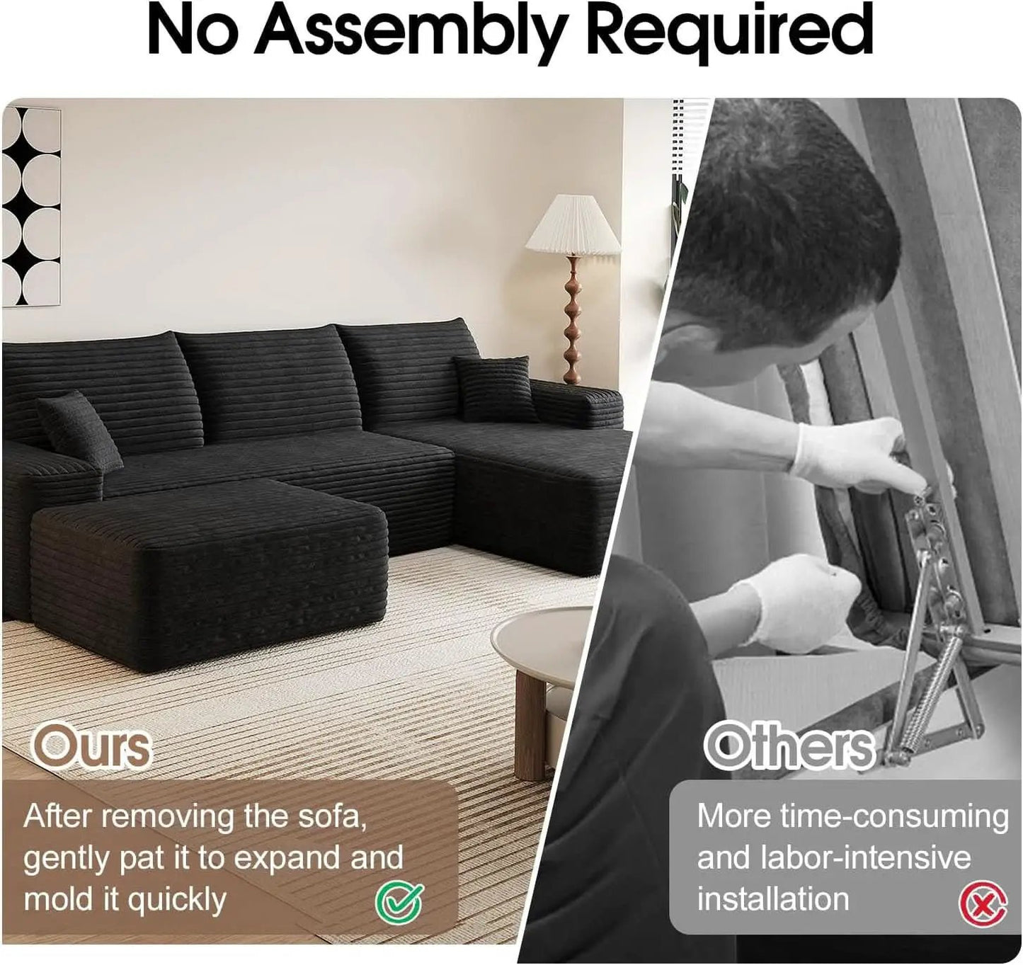 Comfy U-Shaped Sectional Sofa With Chaise And Ottoman from PriceLows™