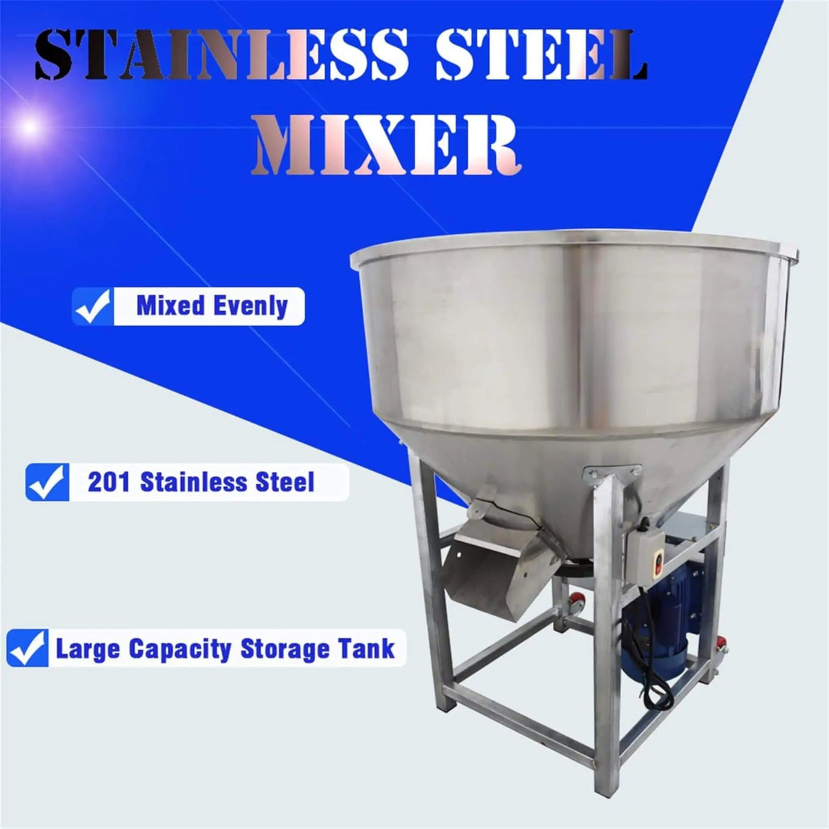 Commercial 110V 4KW Stainless Steel Vertical Feed Mixer Blender | 4 kW | 110 Volt | Commercial Dough Mixer