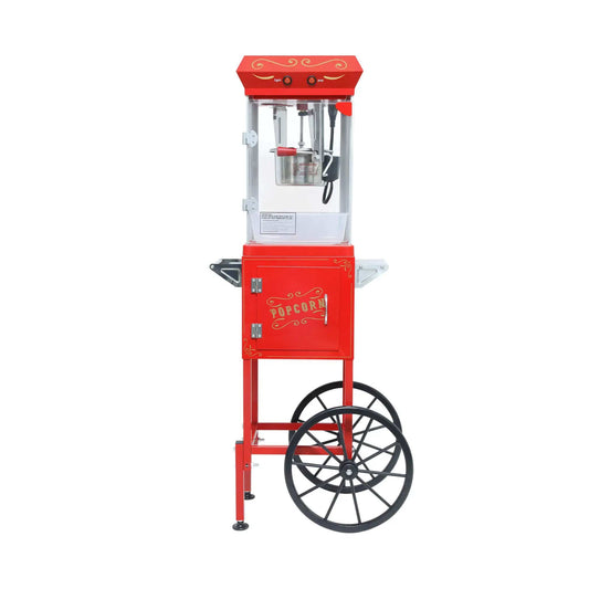 Commercial 6-Ounce Stainless Steel Vintage Popcorn Machine With Cart, Red | Stainless Steel | Popcorn Maker | Home