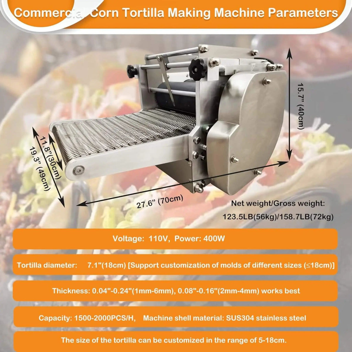 Heavy-Duty Commercial Automatic Corn Tortilla Making Machine | Stainless Steel | Quesadilla & Tortilla Maker | Home