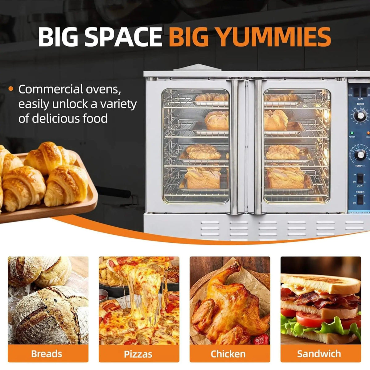 Commercial Full-Size Natural Gas/Propane Single-Deck Convection Oven | Home Use | Everyday Use | Home
