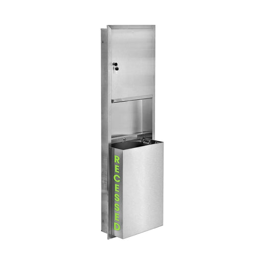 Paper Towel Dispenser | Recessed Wall Mount | Commercial Grade | Trash Combo