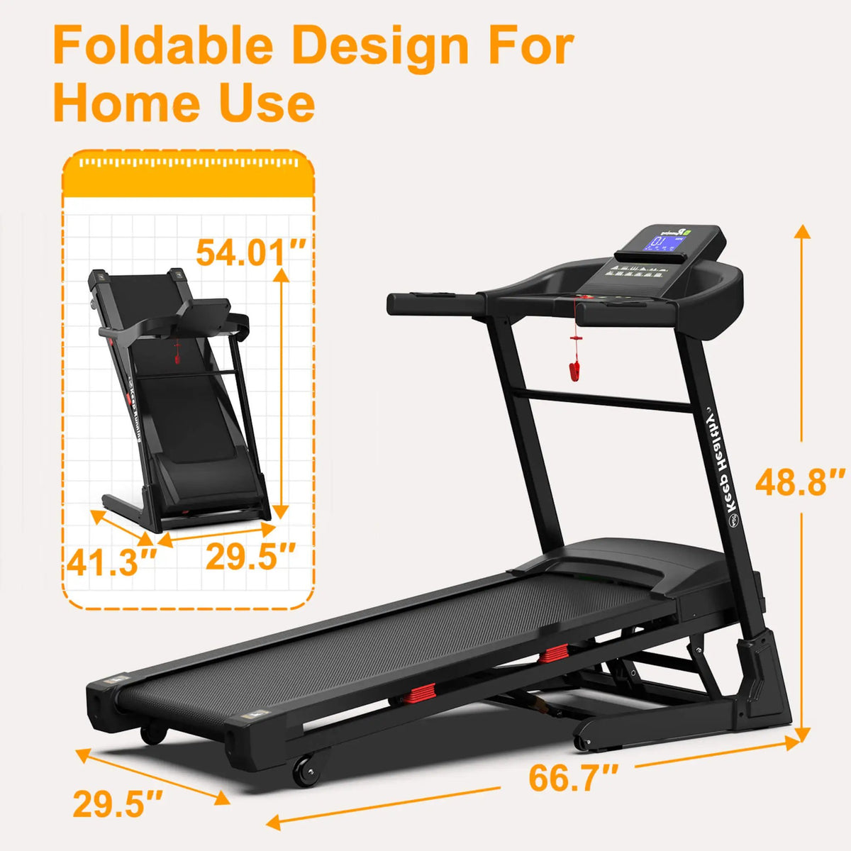 Foldable Electric Treadmill | 3.5HP Motor | Bluetooth LCD Display | 12 Preset Programs