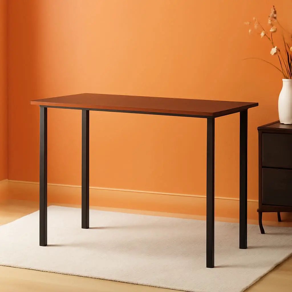 Compact Walnut Computer Desk with Black Base for Small Spaces from PriceLows™