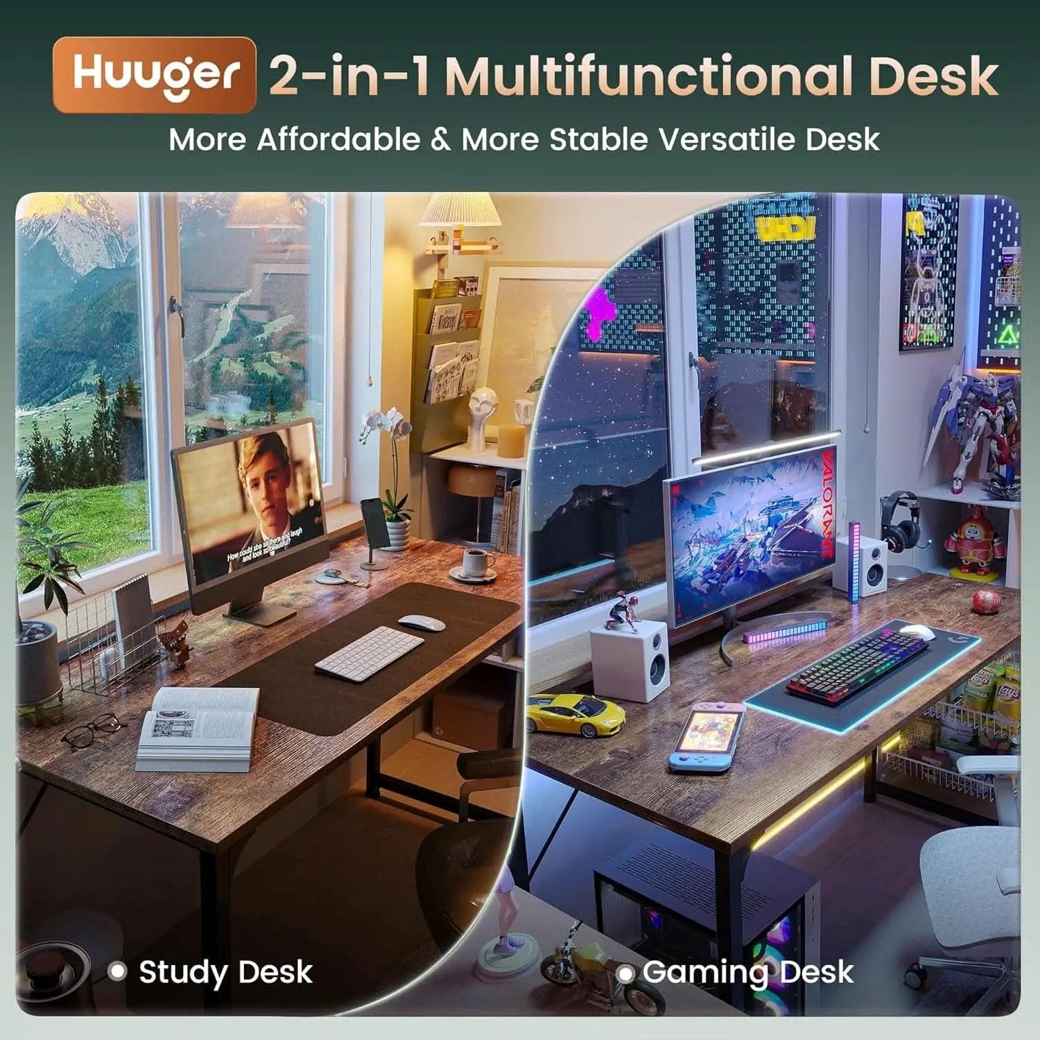 55 Inch Rustic Brown Computer Desk For Home Office from PriceLows™