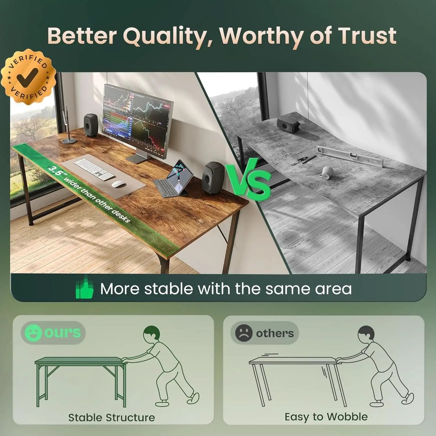 55 Inch Rustic Brown Computer Desk For Home Office from PriceLows™