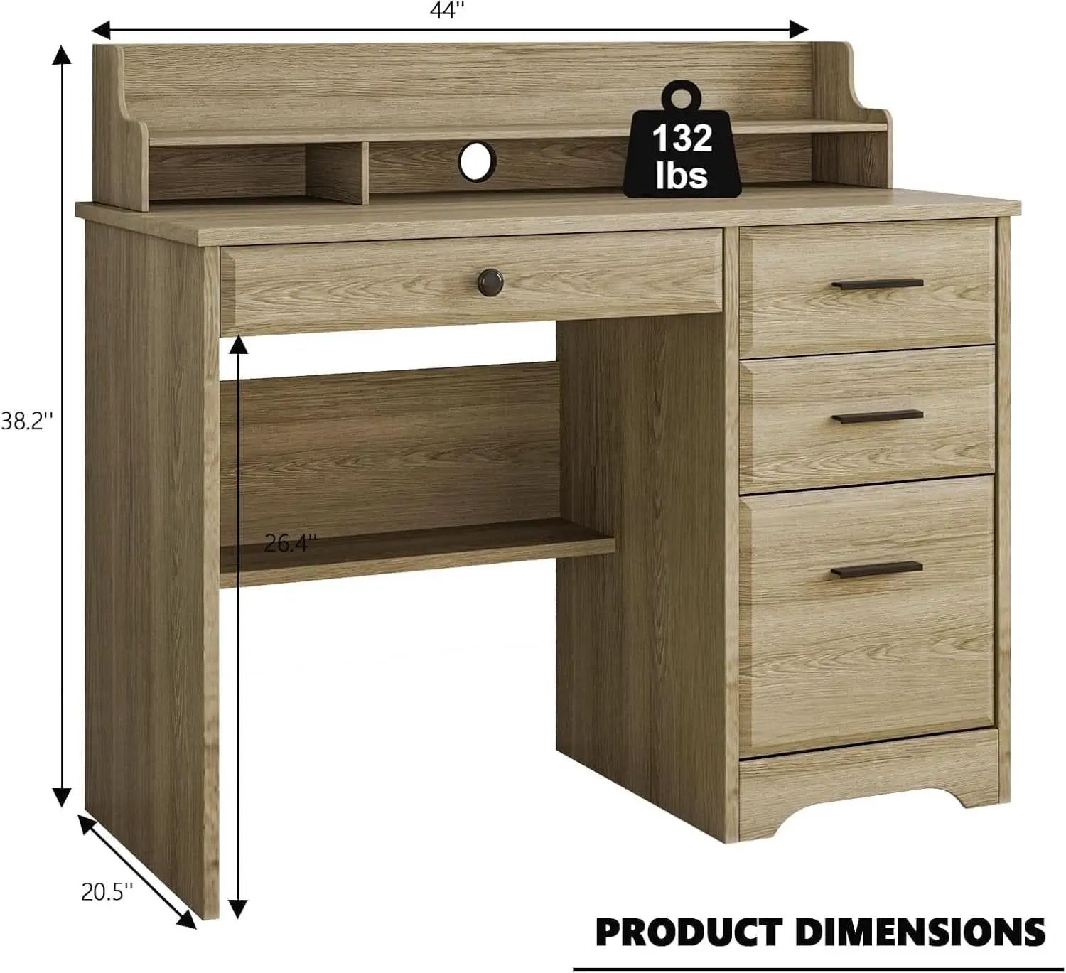 Grey Computer Desk With Drawers And Monitor Stand For Home Office from PriceLows™