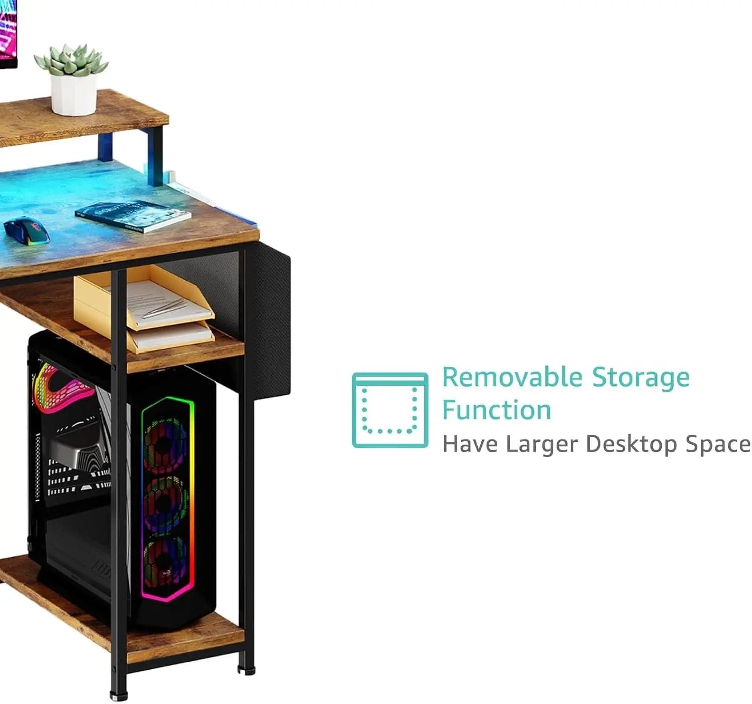 55 Inch Computer Desk With Power Outlets For Home Office from PriceLows™