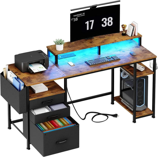 55 Inch Computer Desk With Power Outlets For Home Office from PriceLows™