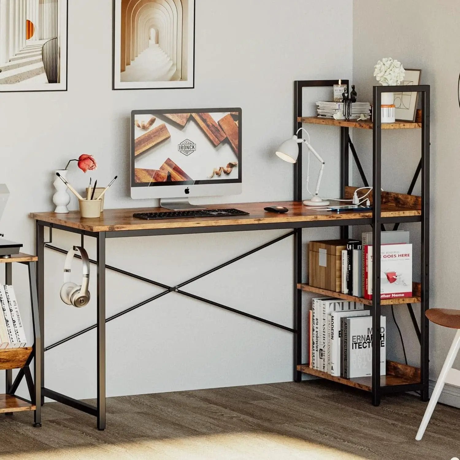Computer Desk with Power Outlet and USB Charging Ports from PriceLows™