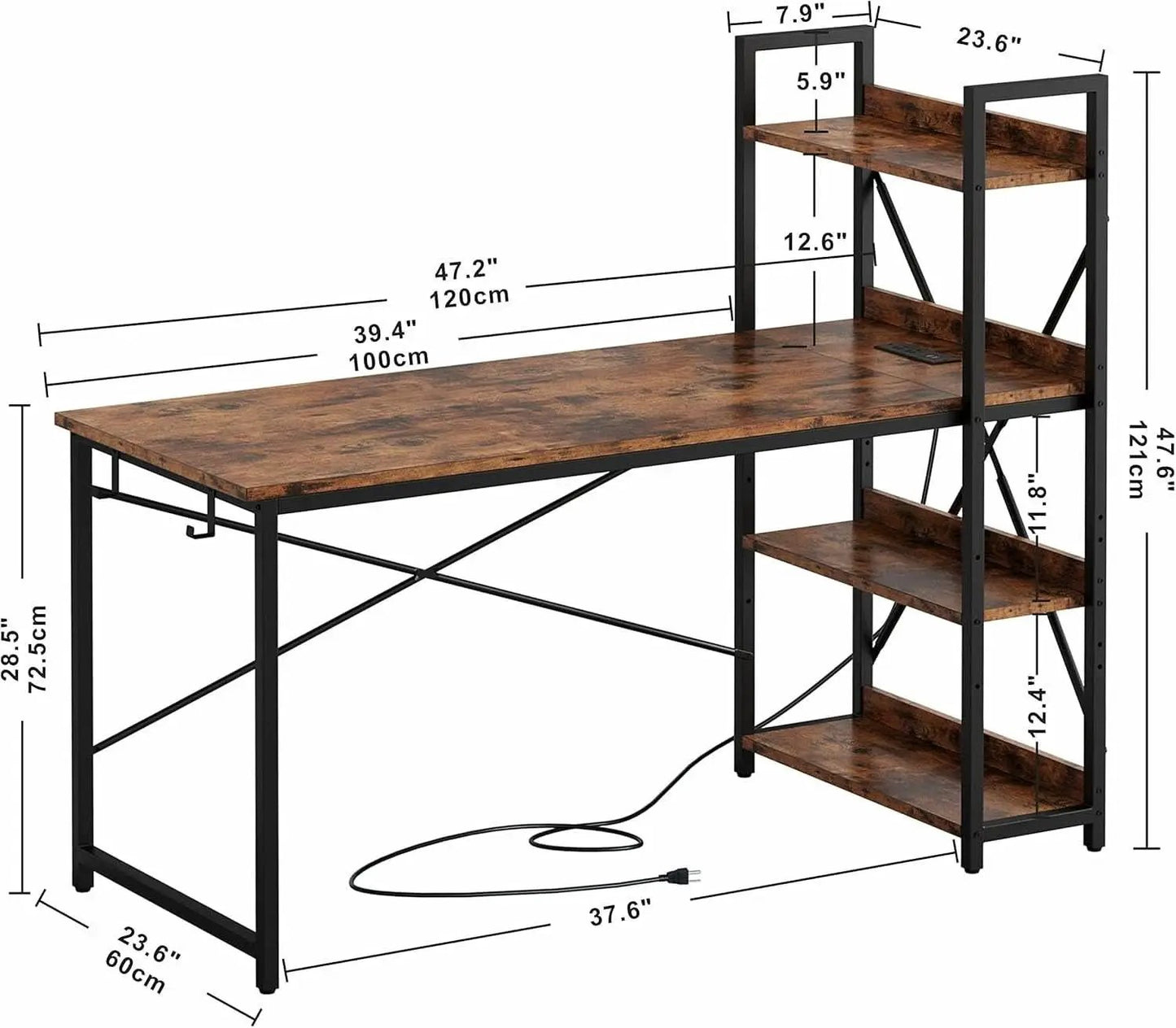 Computer Desk with Power Outlet and USB Charging Ports from PriceLows™