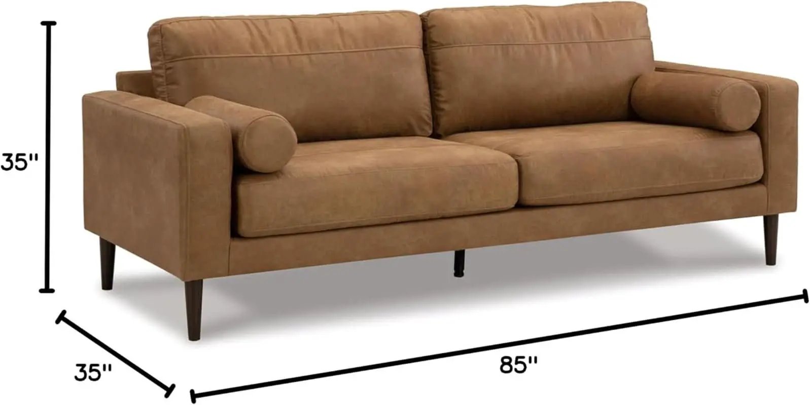 Contemporary Dark Brown Faux Leather Sofa with Pillows from PriceLows™