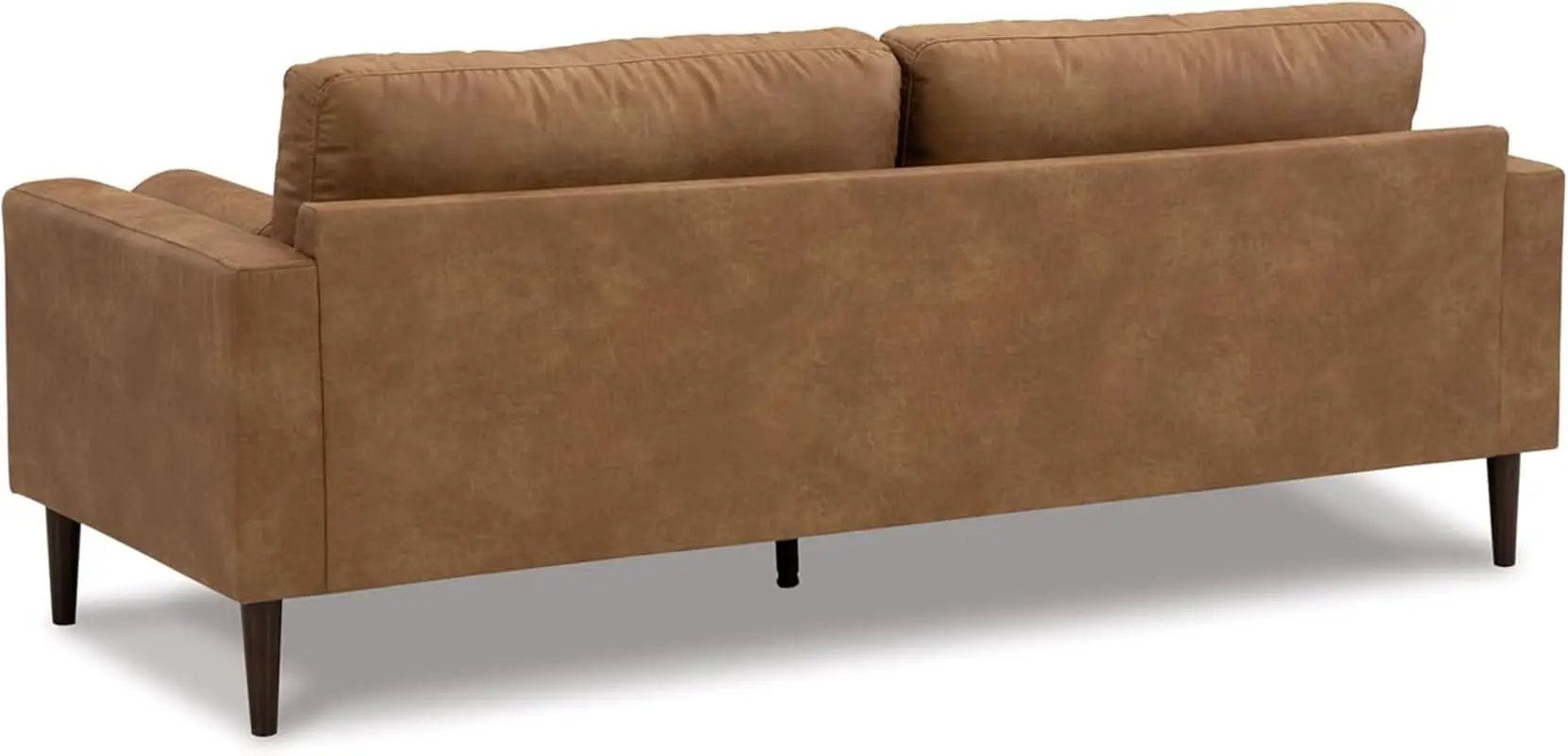 Contemporary Dark Brown Faux Leather Sofa with Pillows from PriceLows™