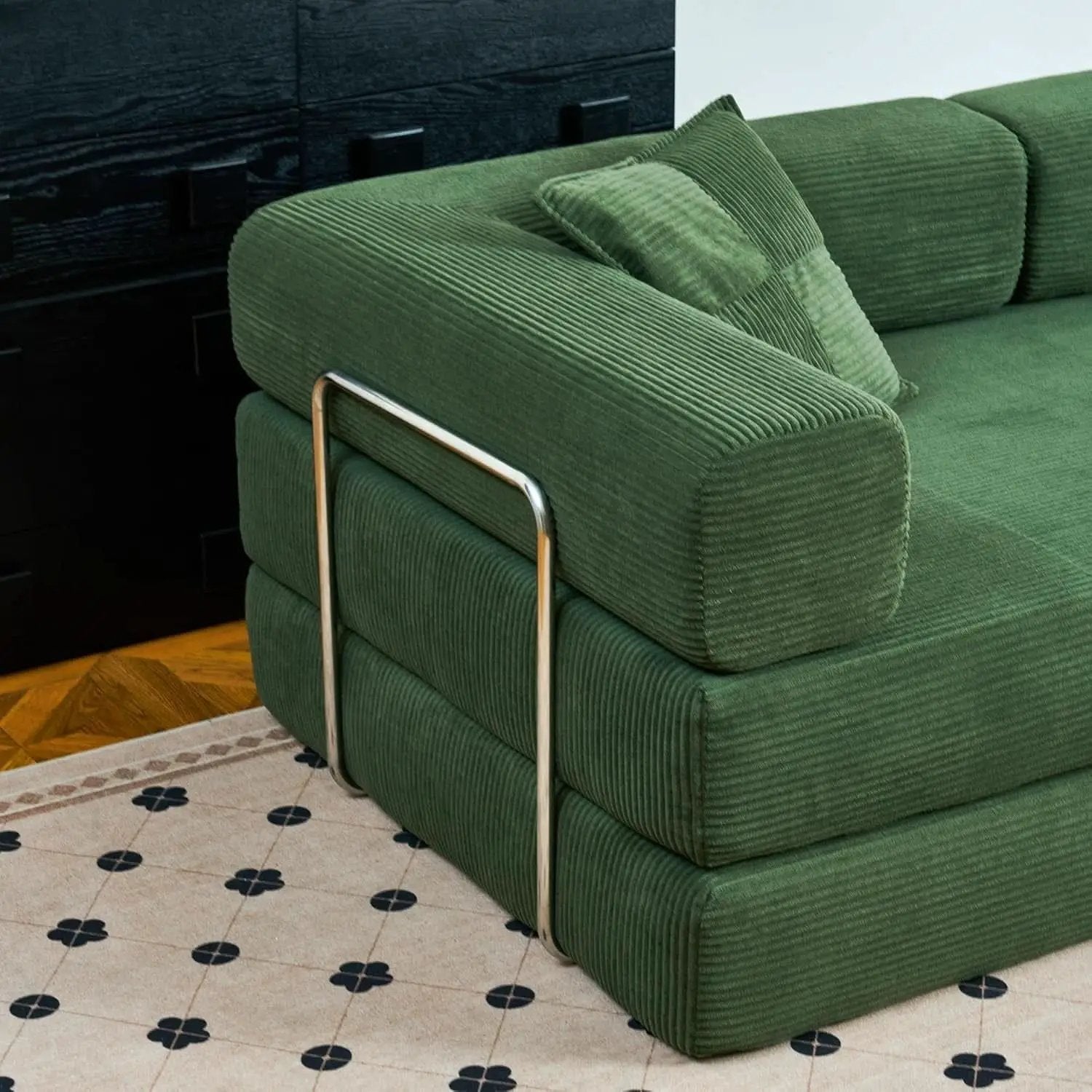 Convertible Floor Sofa Bed Comfy Corduroy Design Green from PriceLows™