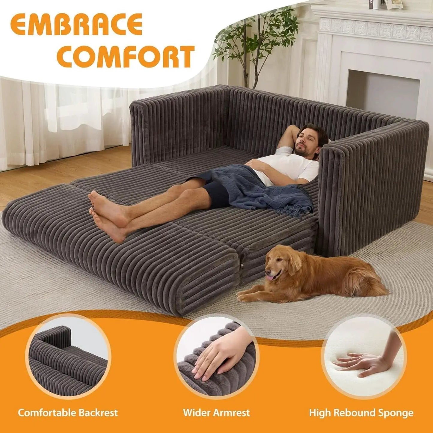 Convertible Folding Sofa Bed Comfy Multi-Functional Lounge Chair from PriceLows™