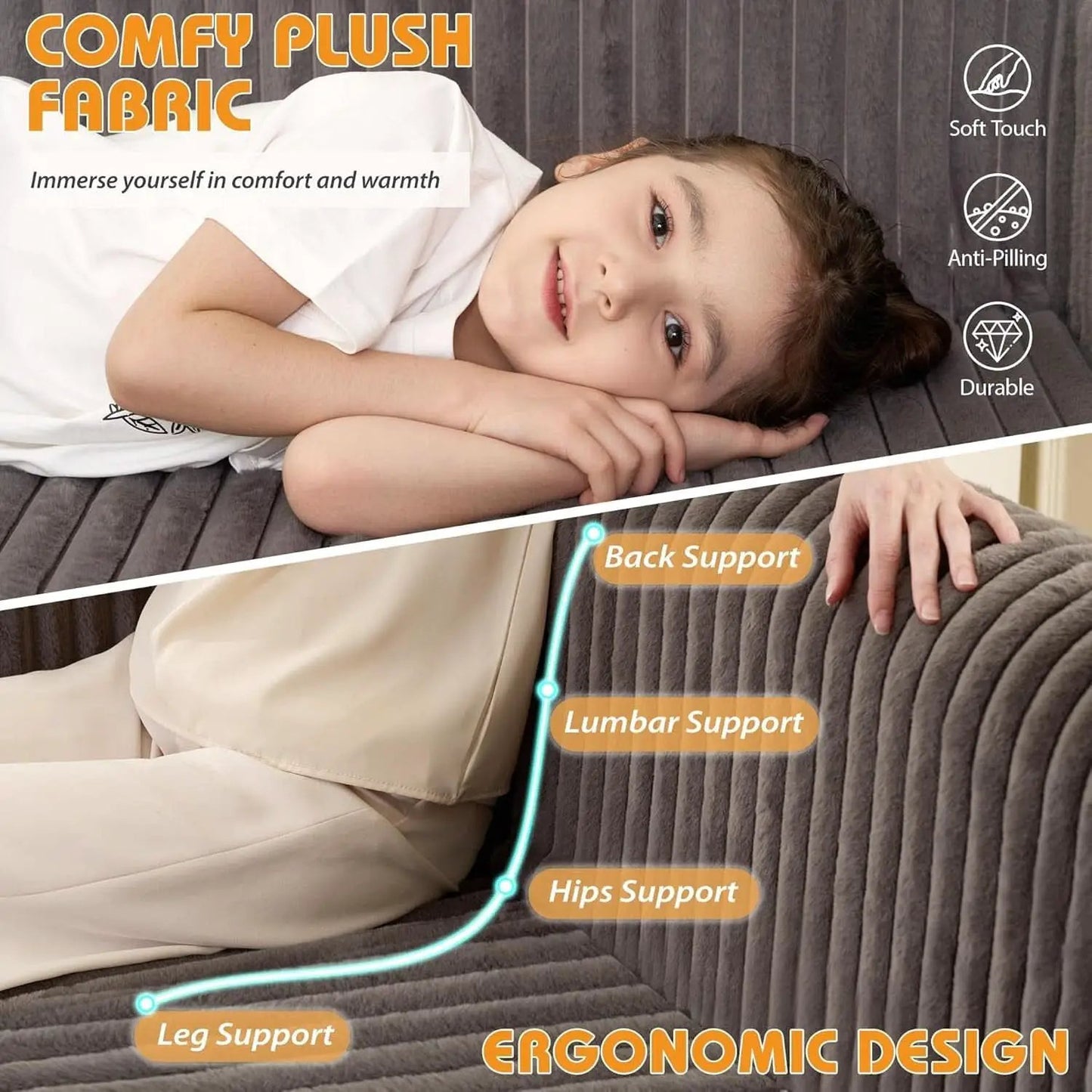 Convertible Folding Sofa Bed Comfy Multi-Functional Lounge Chair from PriceLows™