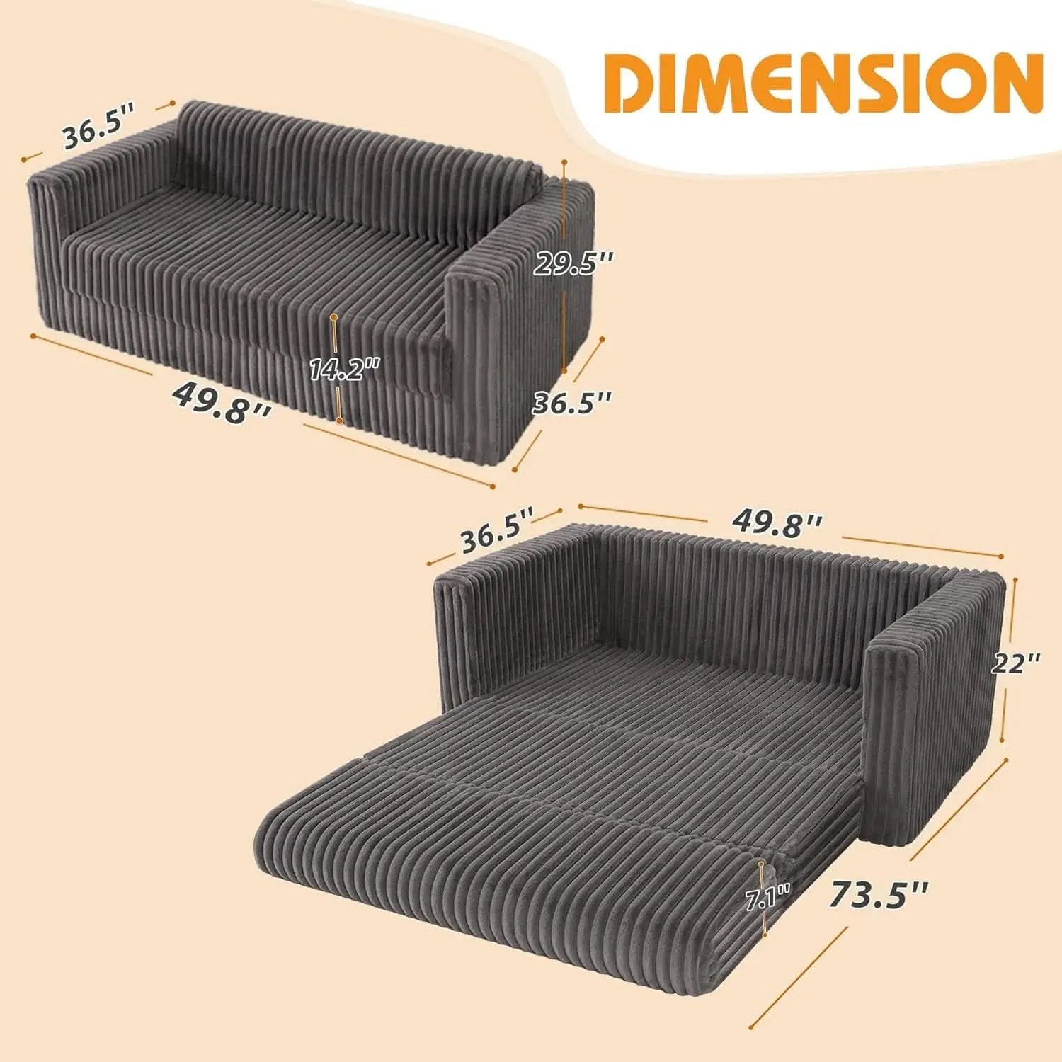 Convertible Folding Sofa Bed Comfy Multi-Functional Lounge Chair from PriceLows™