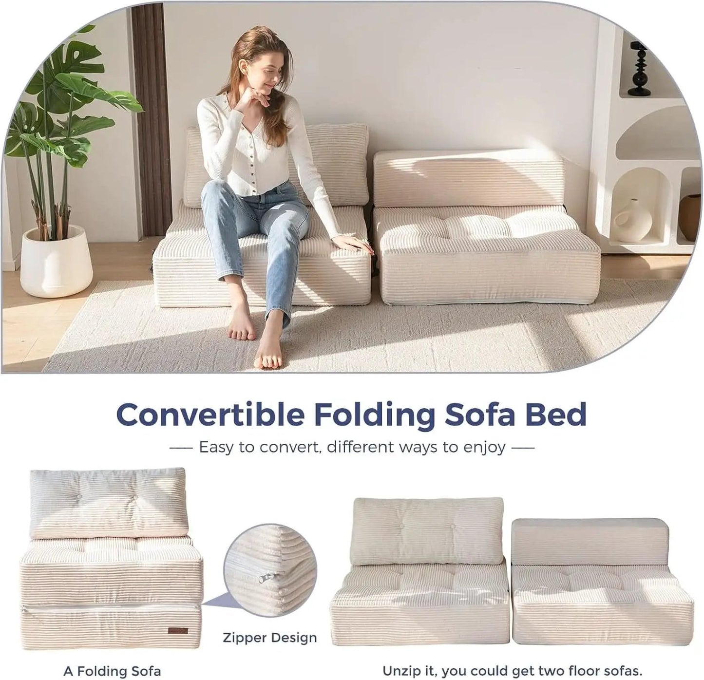 Convertible Folding Sofa Bed with High-Density Foam from PriceLows™