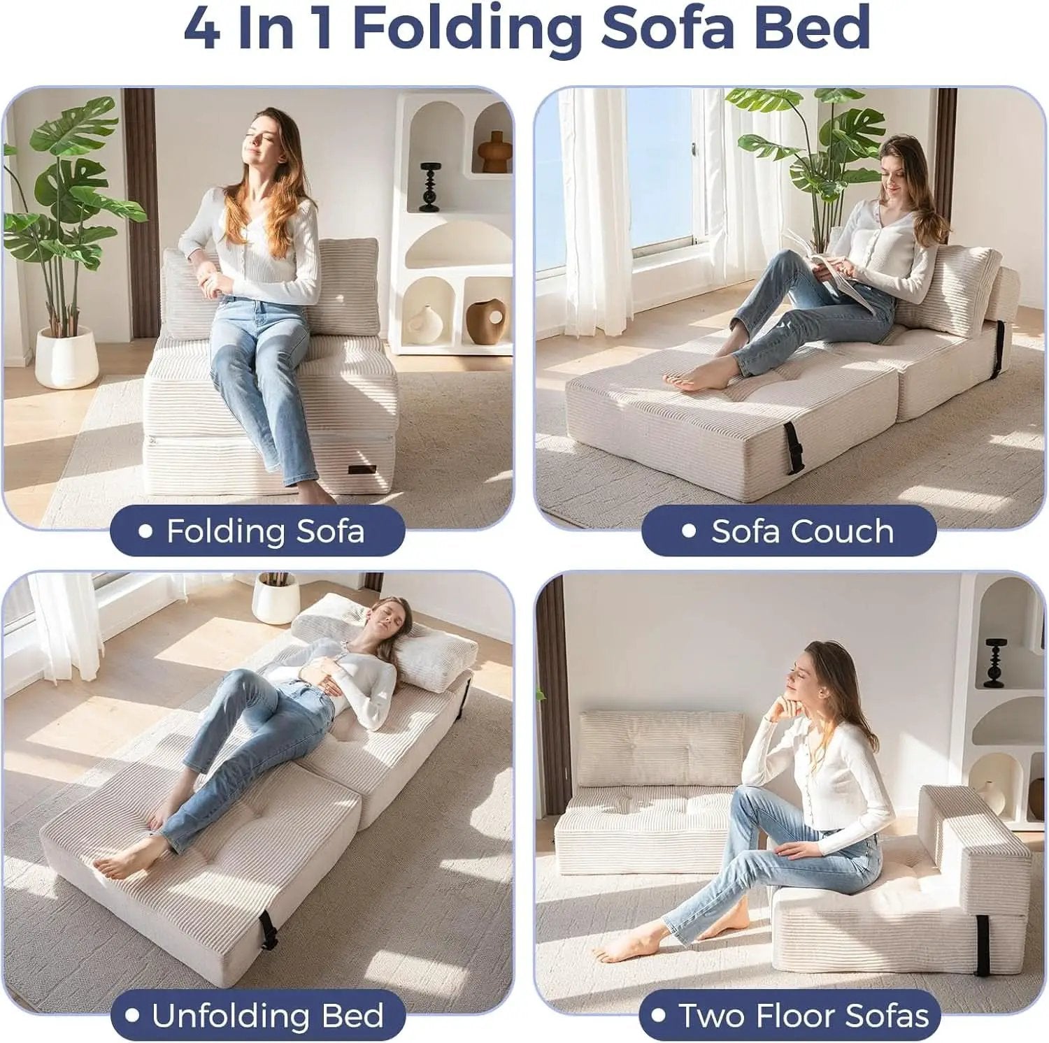 Convertible Folding Sofa Bed with High-Density Foam from PriceLows™