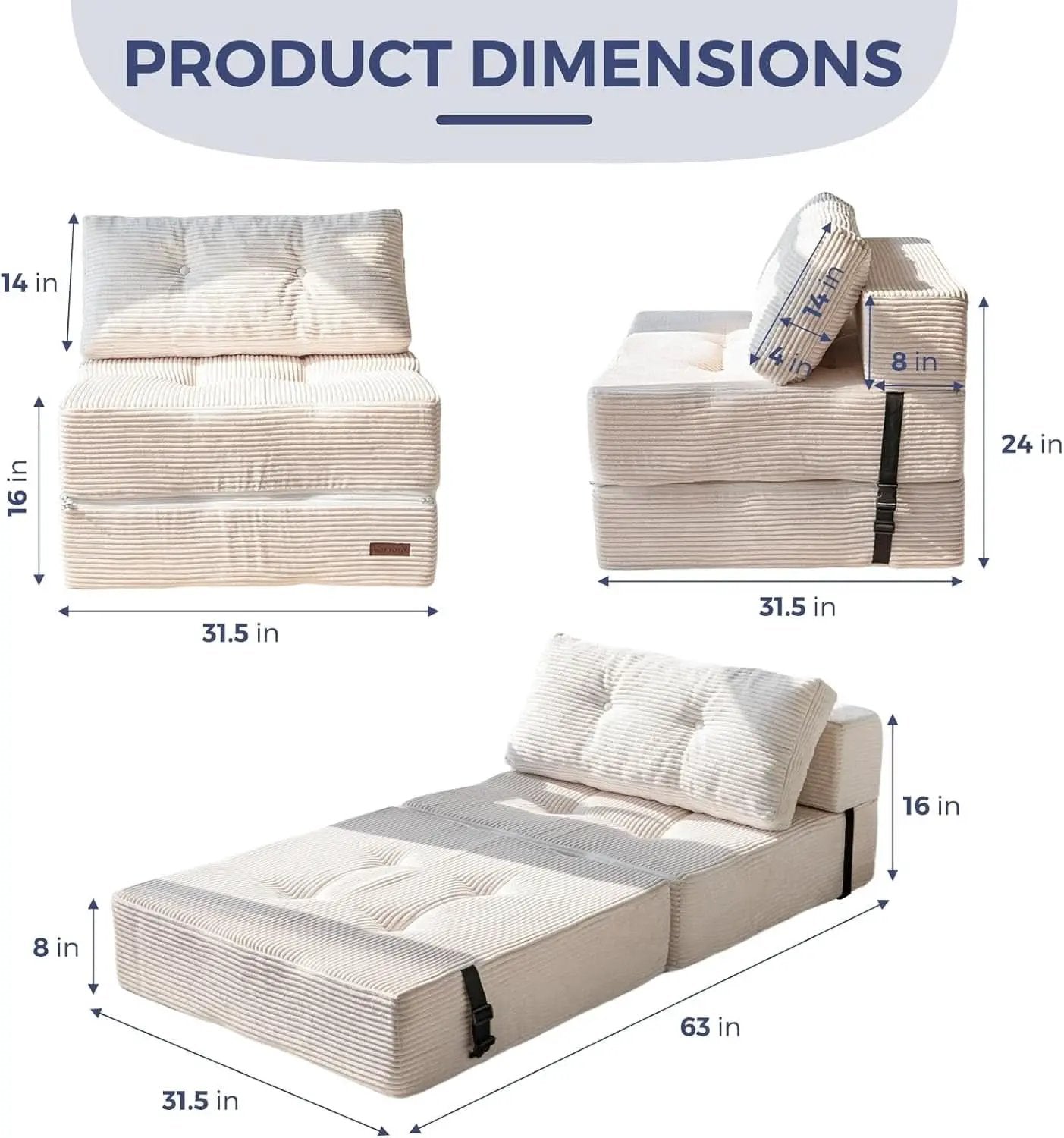 Convertible Folding Sofa Bed with High-Density Foam from PriceLows™