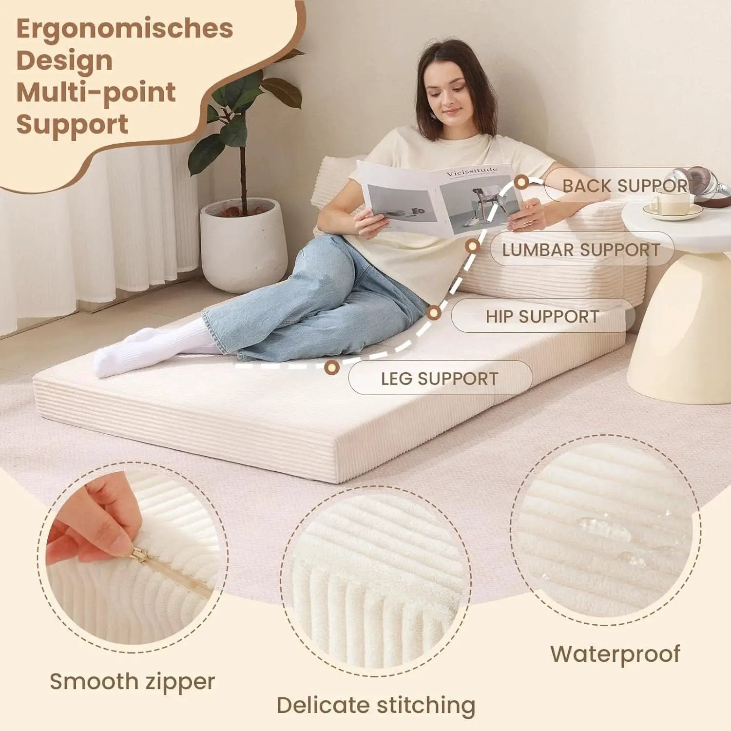 Convertible Folding Sofa Bed with Pillow and Mattress from PriceLows™