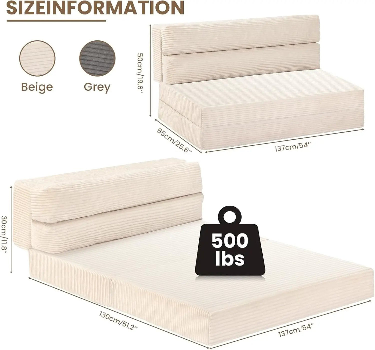 Convertible Folding Sofa Bed with Pillow and Mattress from PriceLows™
