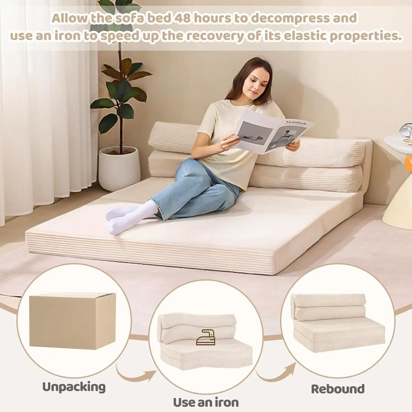 Convertible Folding Sofa Bed with Pillow and Mattress from PriceLows™