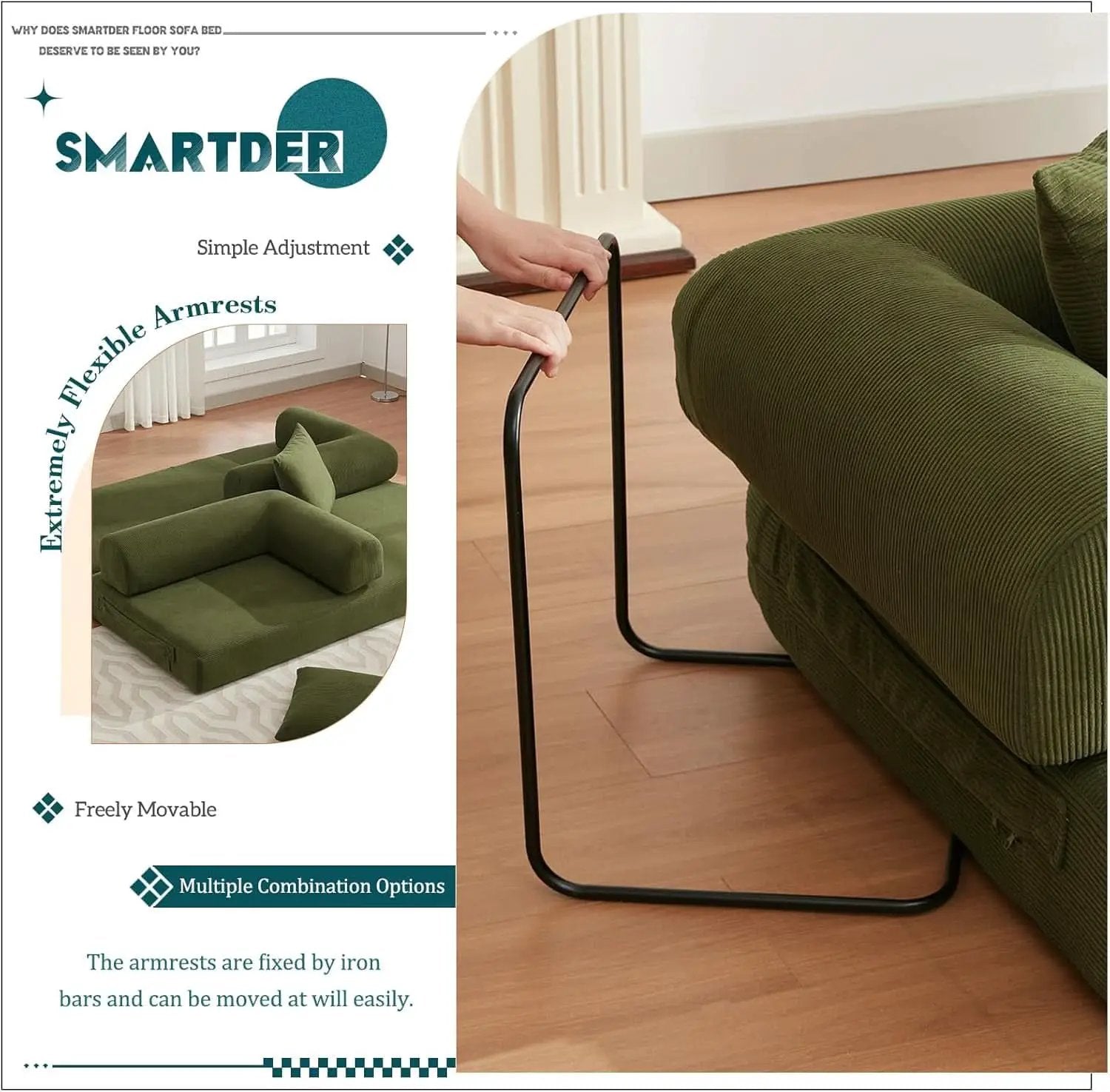 Convertible Folding Sofa Bed with Removable Backrest from PriceLows™