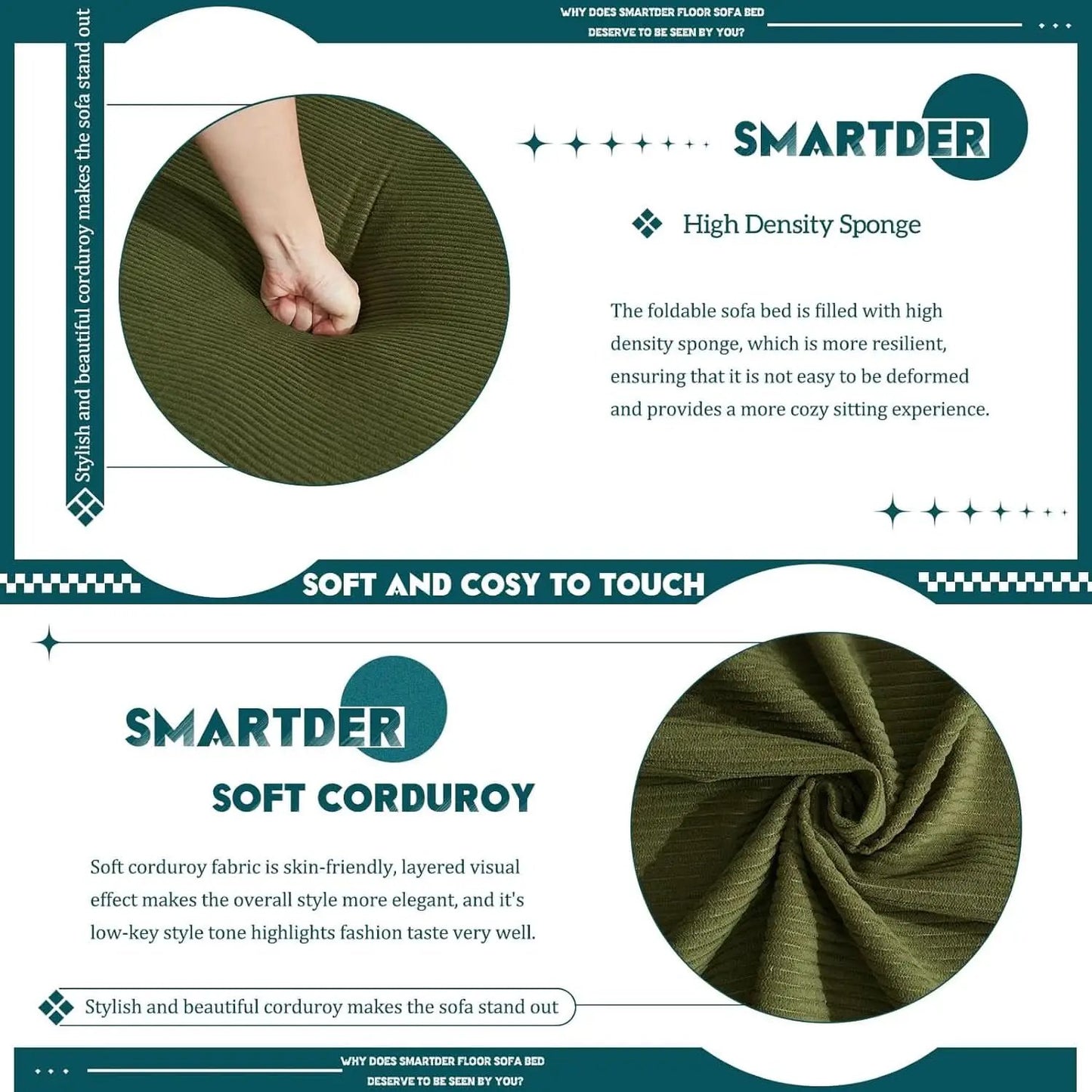 Convertible Folding Sofa Bed with Removable Backrest from PriceLows™