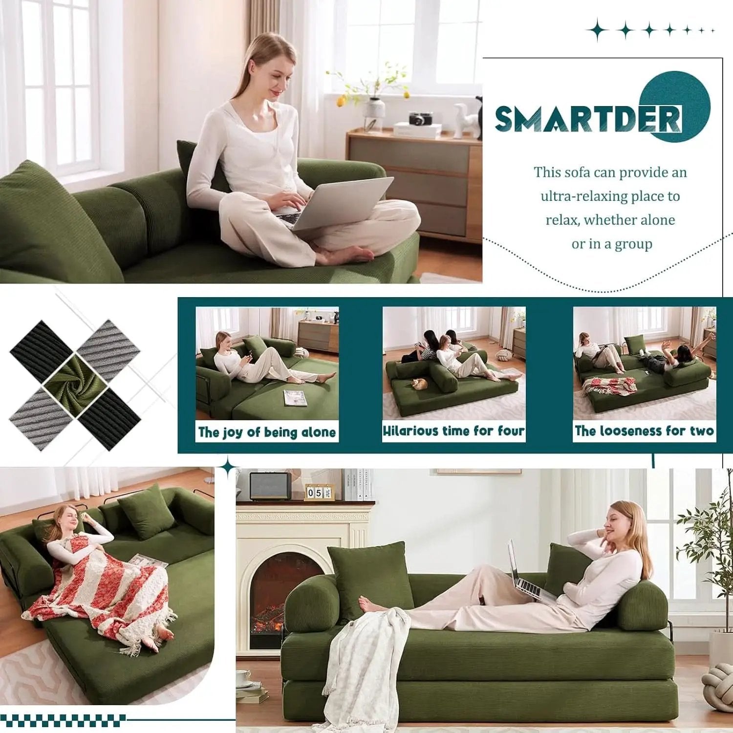 Convertible Folding Sofa Bed with Removable Backrest from PriceLows™