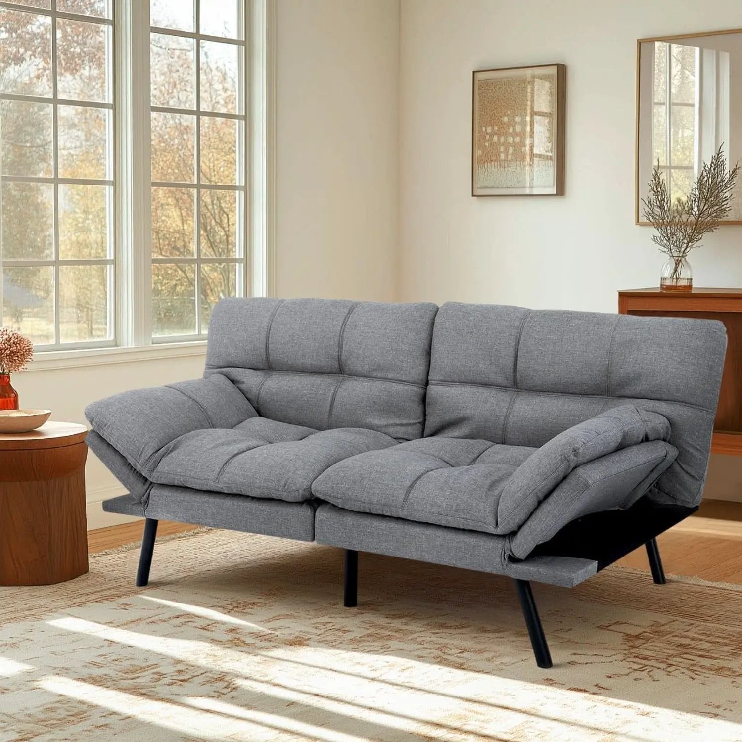 Convertible Futon Sofa Bed with Adjustable Backrest Comfort from PriceLows™
