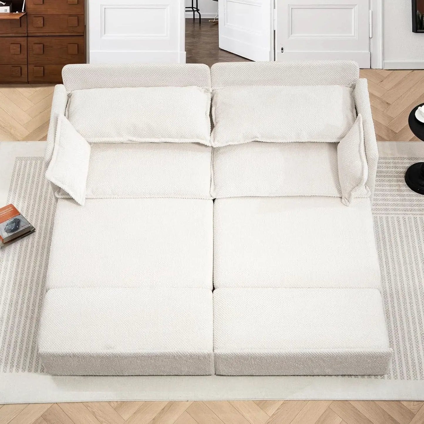 Convertible King Sofa Bed with USB Charging and Pockets from PriceLows™