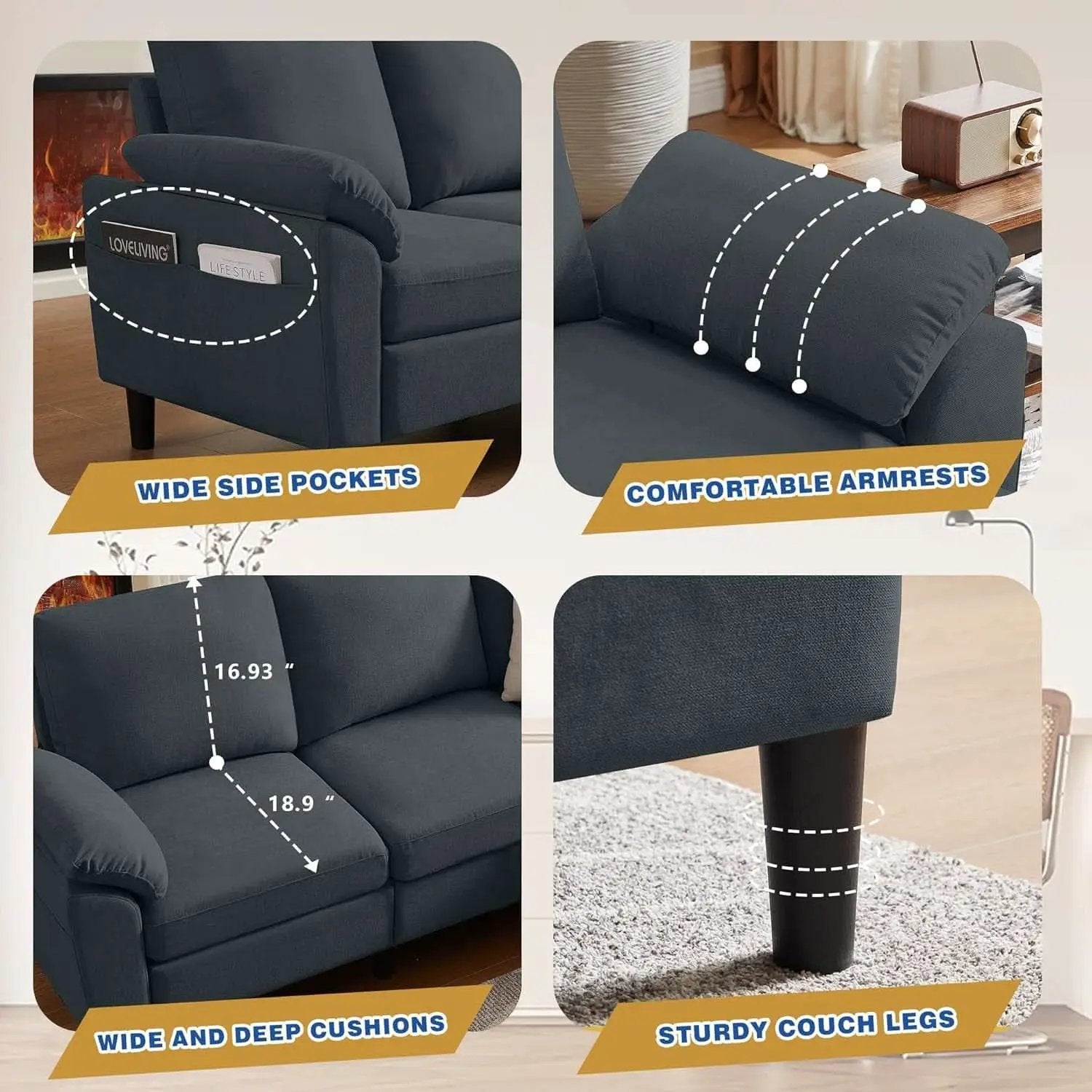 Convertible L Shaped Sectional Sofa with Storage Chaise from PriceLows™