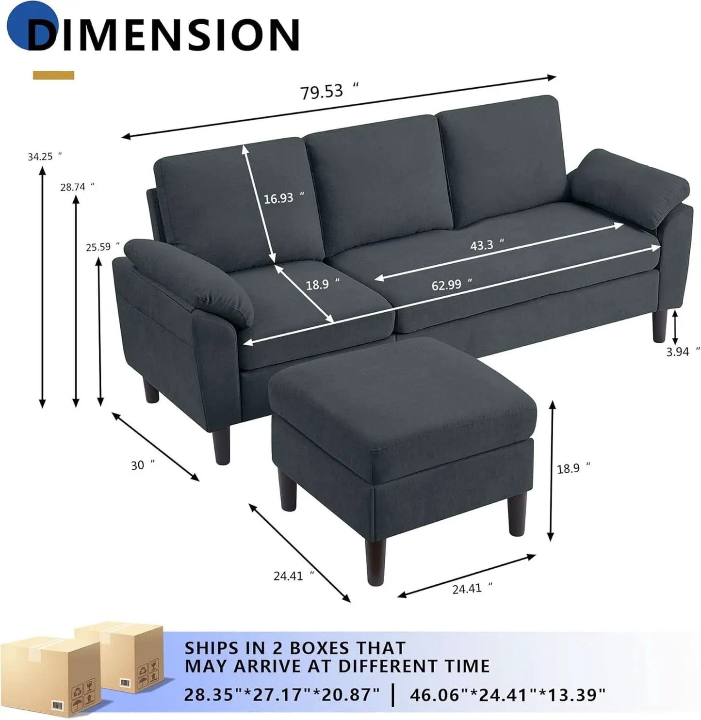Convertible L Shaped Sectional Sofa with Storage Chaise from PriceLows™